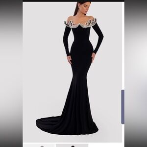 Sophisticated Black Long Sleeve Gown